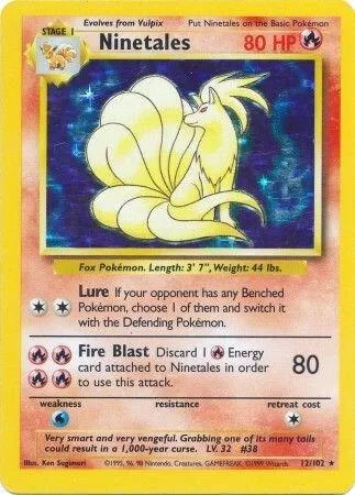 Ninetales #012/102 Holofoil Pokémon card from Base Set