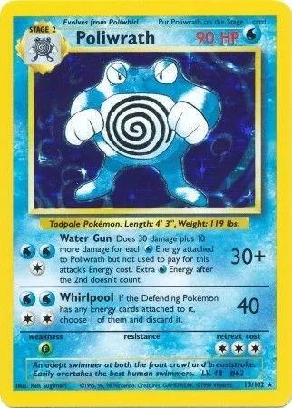 Poliwrath #013/102 Holofoil Pokémon card from Base Set