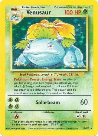 Venusaur #015/102 Holofoil Pokémon card from Base Set
