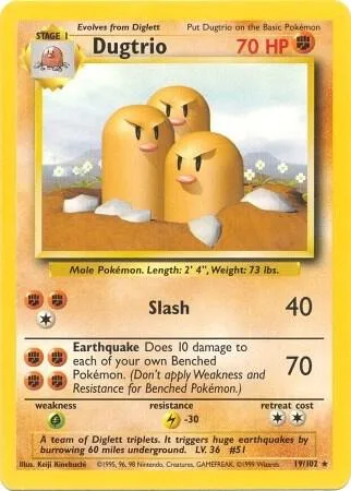Dugtrio #019/102 Pokémon card from Base Set
