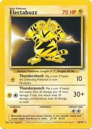 Electabuzz #020/102 Pokémon card from Base Set