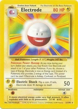 Electrode #021/102 Pokémon card from Base Set