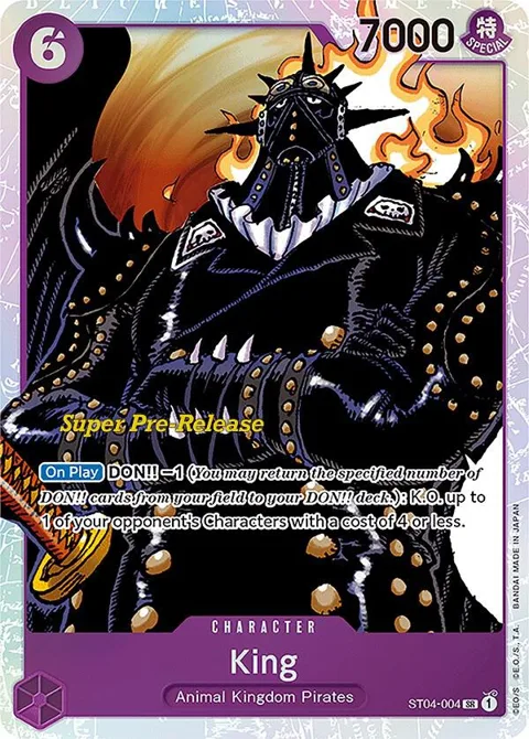 King ST04-004 Super Pre-Release One Piece card from Super Pre-Release Starter Deck 4: Animal Kingdom Pirates