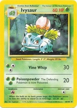 Ivysaur #030/102 Pokémon card from Base Set