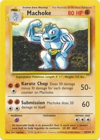 Machoke #034/102 Pokémon card from Base Set