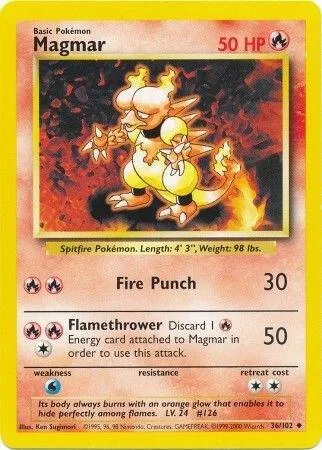 Magmar #036/102 Pokémon card from Base Set