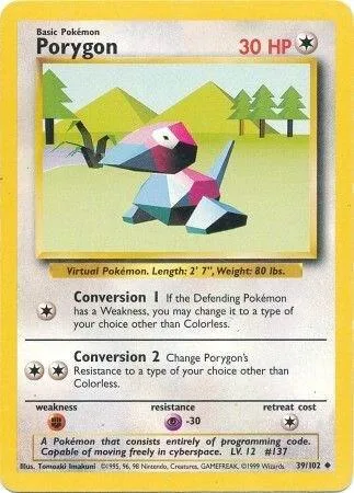 Porygon #039/102 Pokémon card from Base Set