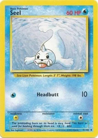Seel #041/102 Pokémon card from Base Set