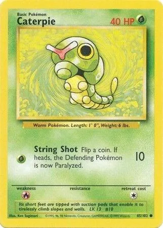 Caterpie #045/102 Pokémon card from Base Set