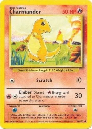 Charmander #046/102 Pokémon card from Base Set