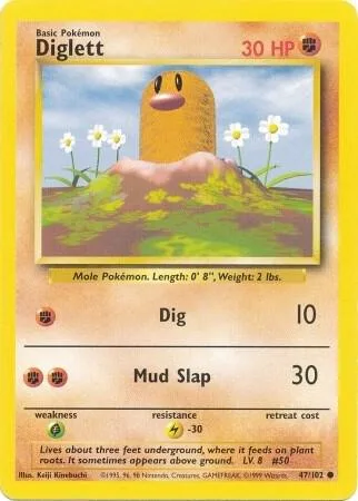 Diglett #047/102 Pokémon card from Base Set