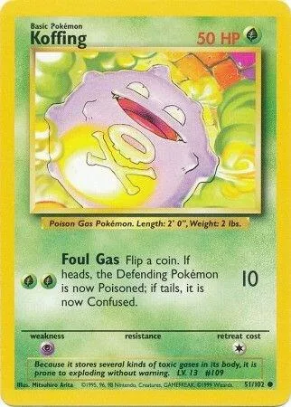 Koffing #051/102 Pokémon card from Base Set