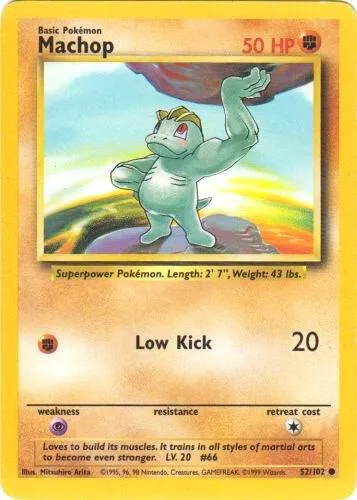 Machop #052/102 Pokémon card from Base Set