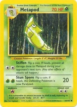 Metapod #054/102 Pokémon card from Base Set