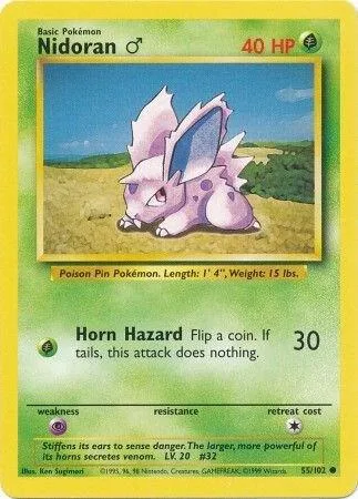 Nidoran M #055/102 Pokémon card from Base Set