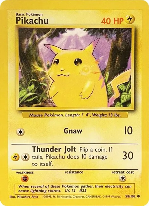 Pikachu #058/102 Pokémon card from Base Set