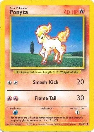 Ponyta #060/102 Pokémon card from Base Set
