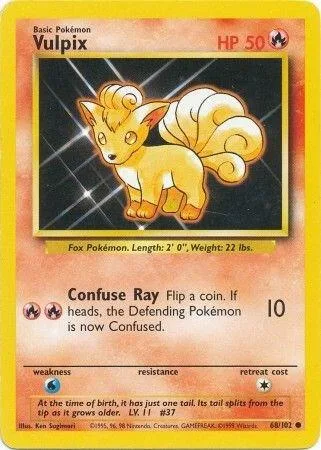 Vulpix #068/102 Pokémon card from Base Set