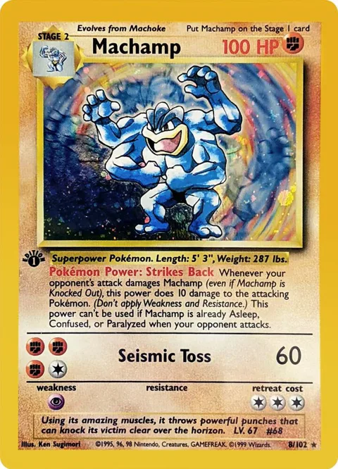 Machamp - 8/102 #008/102 1st Edition Holofoil Pokémon card from Deck Exclusives