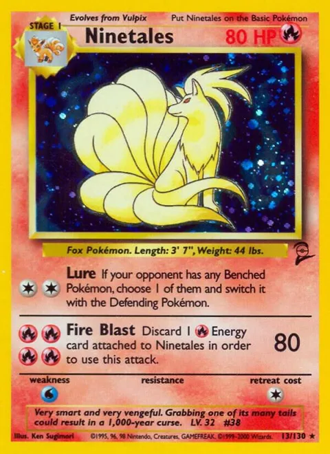Ninetales #013/130 Holofoil Pokémon card from Base Set 2
