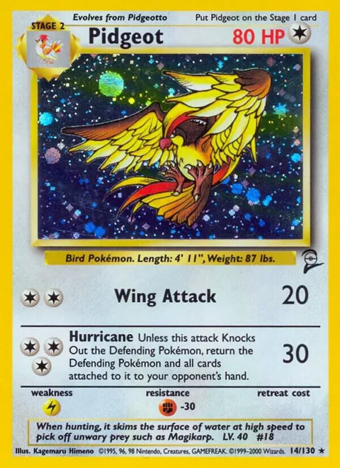 Pidgeot #014/130 Holofoil Pokémon card from Base Set 2