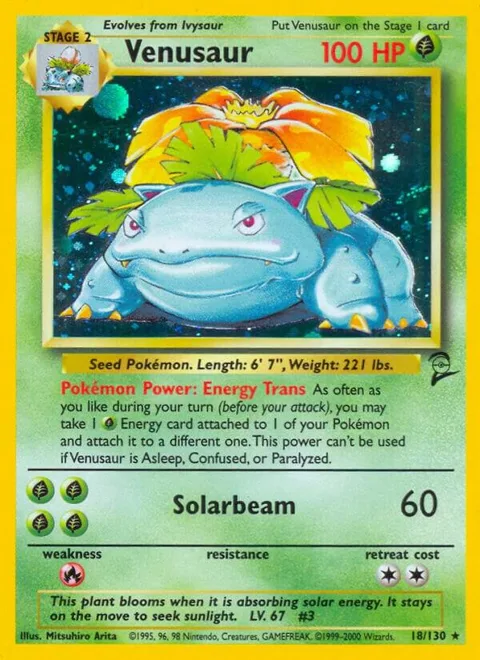 Venusaur #018/130 Holofoil Pokémon card from Base Set 2