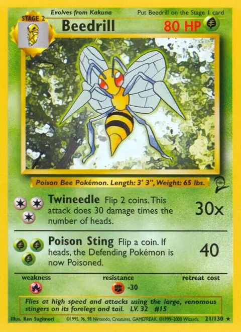 Beedrill #021/130 Pokémon card from Base Set 2