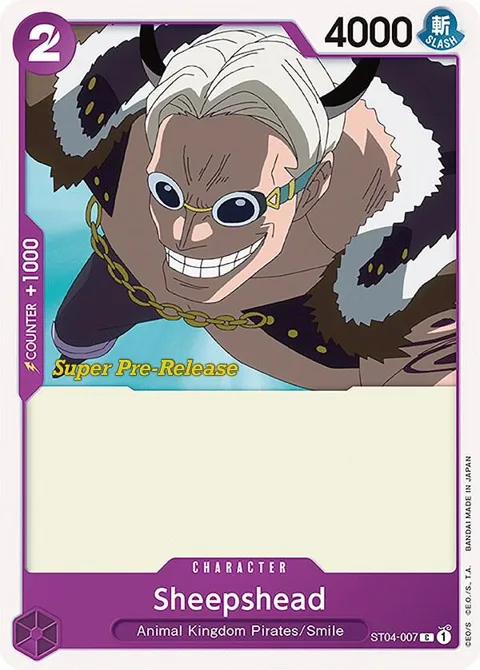 Sheepshead ST04-007 Super Pre-Release One Piece card from Super Pre-Release Starter Deck 4: Animal Kingdom Pirates