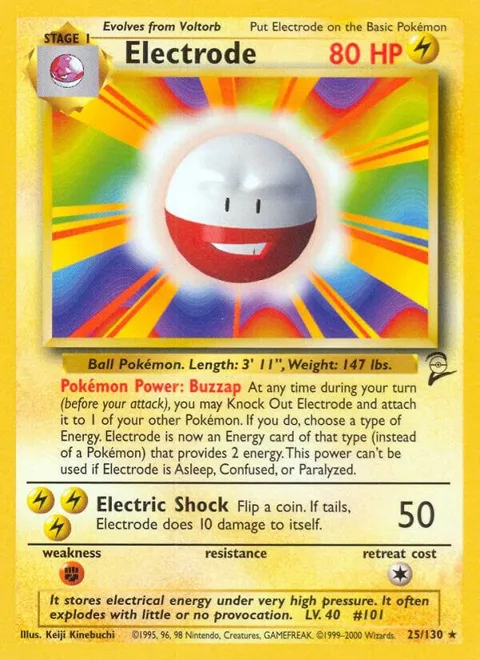 Electrode #025/130 Pokémon card from Base Set 2