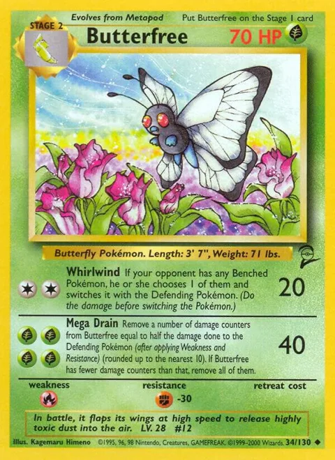 Butterfree #034/130 Pokémon card from Base Set 2
