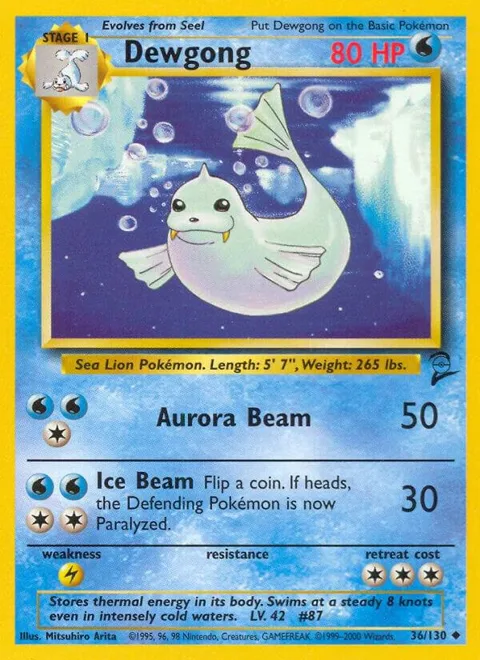 Dewgong #036/130 Pokémon card from Base Set 2