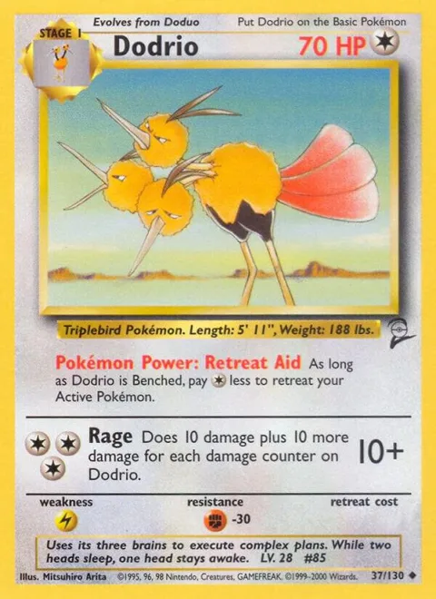 Dodrio #037/130 Pokémon card from Base Set 2
