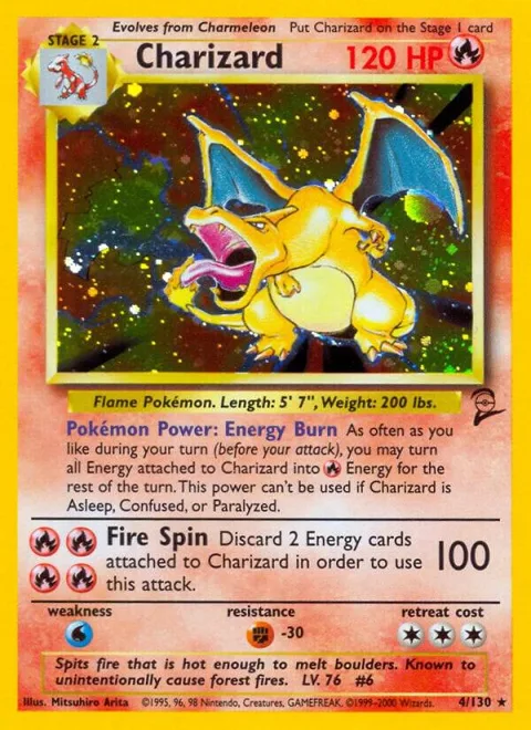 Charizard #004/130 Holofoil Pokémon card from Base Set 2