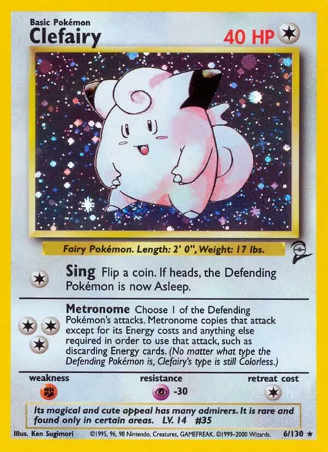 Clefairy #006/130 Holofoil Pokémon card from Base Set 2