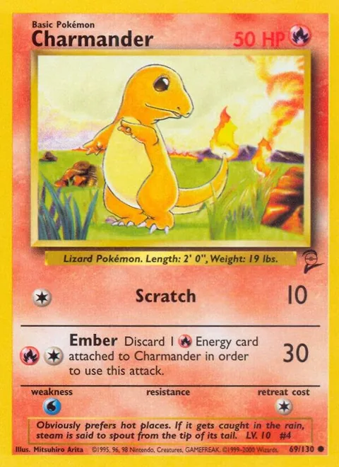 Charmander #069/130 Pokémon card from Base Set 2
