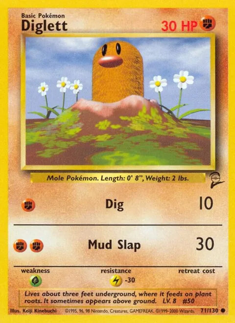 Diglett #071/130 Pokémon card from Base Set 2