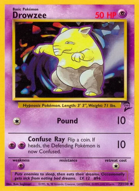 Drowzee #073/130 Pokémon card from Base Set 2