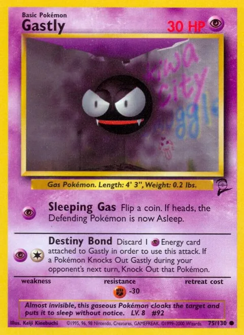Gastly #075/130 Pokémon card from Base Set 2