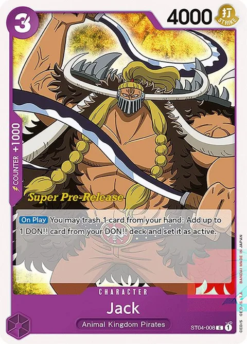 Jack ST04-008 Super Pre-Release One Piece card from Super Pre-Release Starter Deck 4: Animal Kingdom Pirates