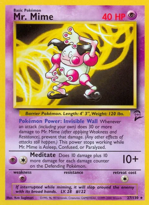 Mr. Mime #027/130 Pokémon card from Base Set 2