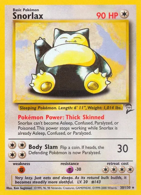 Snorlax #030/130 Pokémon card from Base Set 2