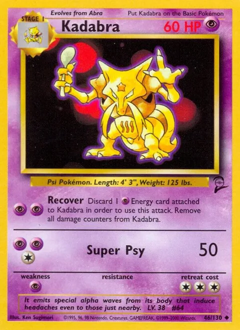Kadabra #046/130 Pokémon card from Base Set 2