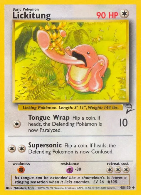Lickitung #048/130 Pokémon card from Base Set 2