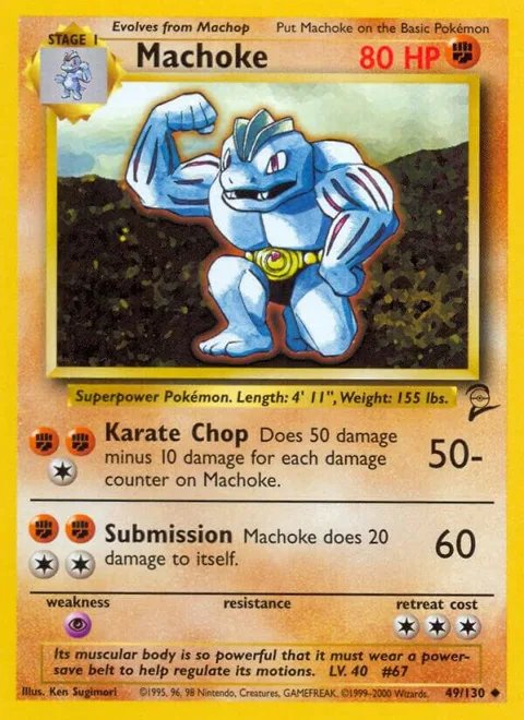 Machoke #049/130 Pokémon card from Base Set 2