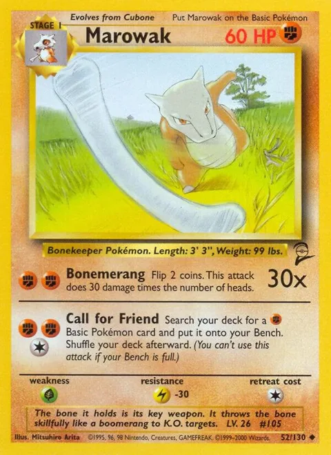 Marowak #052/130 Pokémon card from Base Set 2