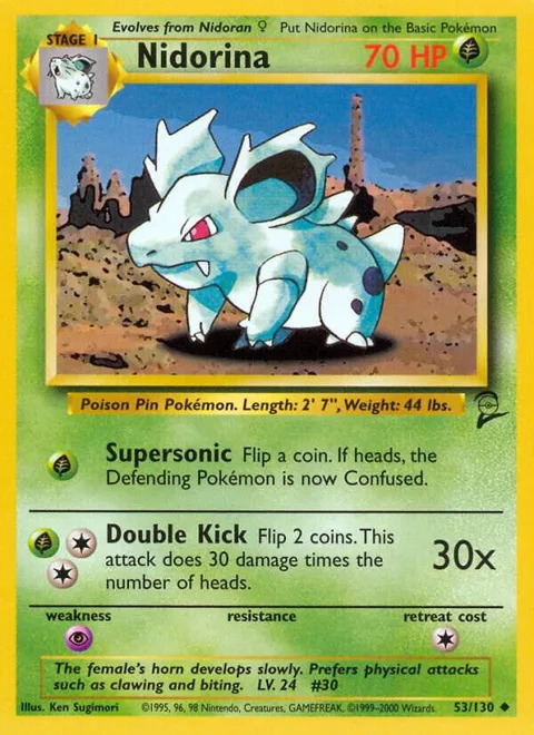 Nidorina #053/130 Pokémon card from Base Set 2