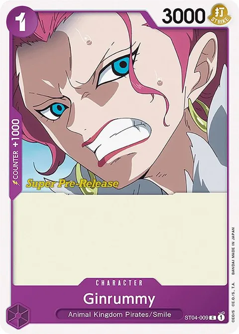 Ginrummy ST04-009 Super Pre-Release One Piece card from Super Pre-Release Starter Deck 4: Animal Kingdom Pirates