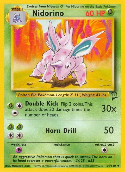 Nidorino #054/130 Pokémon card from Base Set 2