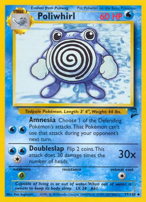 Poliwhirl #057/130 Pokémon card from Base Set 2