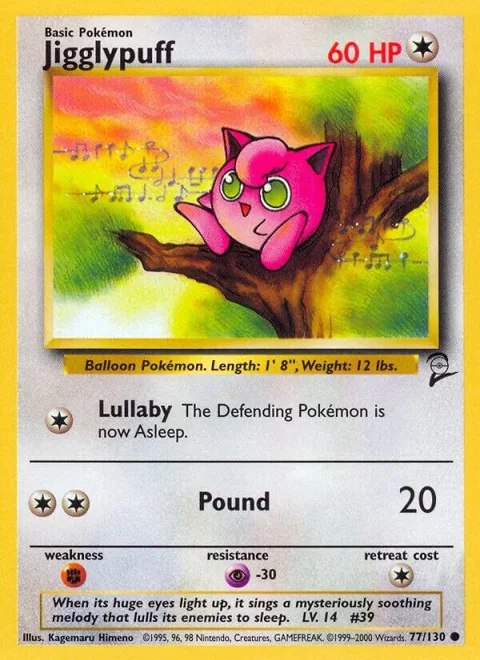 Jigglypuff #077/130 Pokémon card from Base Set 2